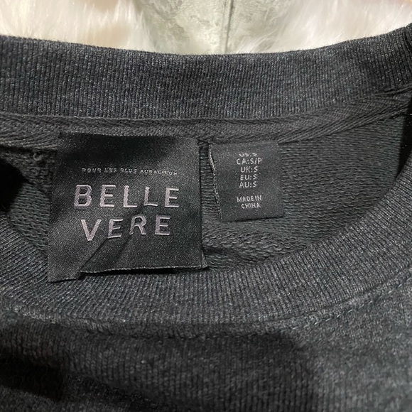 Belle Vere: Metal‎ Studded Stud Cropped Long Sleeve Pullover Sweater Gray Small - Picture 6 of 10